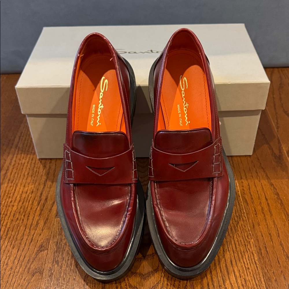 Santoni Woman’s Red Penny Loafers